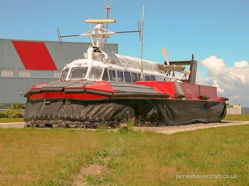 SRN craft operating with the Canadian Coastguard - Hovercraft 045 on Static Display outside the base at Sea Island (Paul Brett).